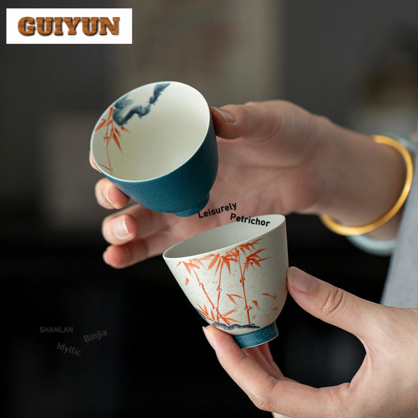 

2 шт./лот, бамбуковая чайная чашка с ручной росписью, древняя чайная чаша, милая чашка, чашка для дегустации чая, чашки Chazhan Master, чайные предметы, ремесло, 60 мл