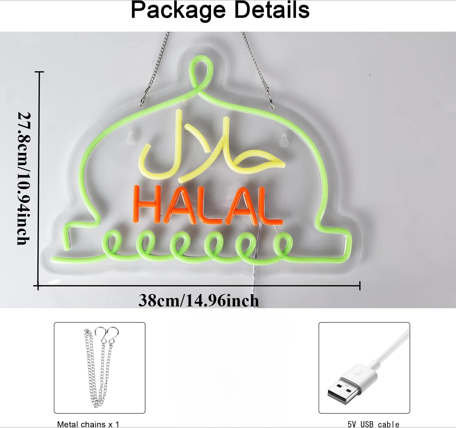 Halal Neon Signs Halal Food Arabic Restaurants Led Light Up Signs for Business Store for Wall Decor USB Powered
