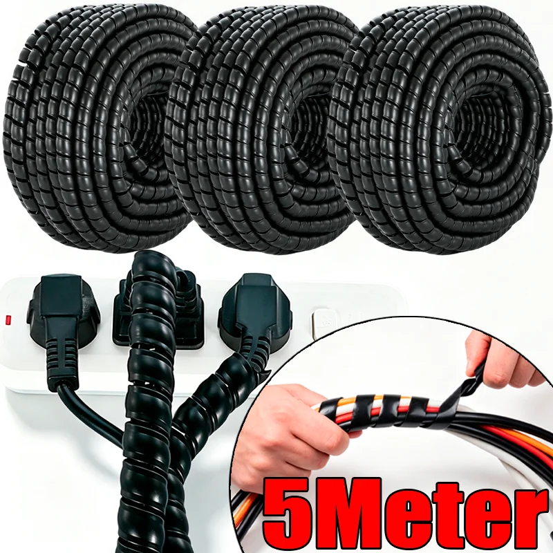 Universal Flexible Spiral Sleeving Computer Cord Management Winding Tube Cable Protection Sleeves Office Wire Organizer Cover