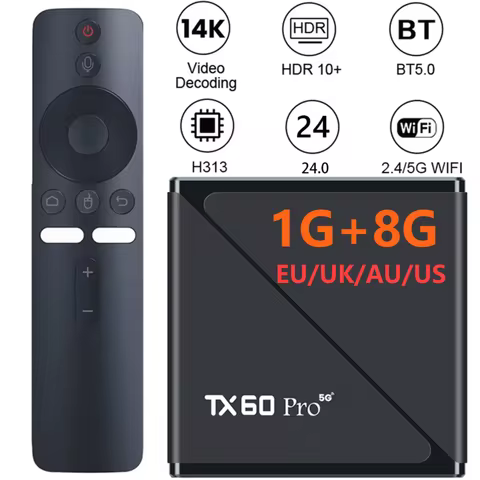 Android 24 14K HDR10+ Smart TV Box 1GB 8GB 2.4G/5G Dual WiFi6 BT 5.0 Media Player Set Top Box with Remote Android Box