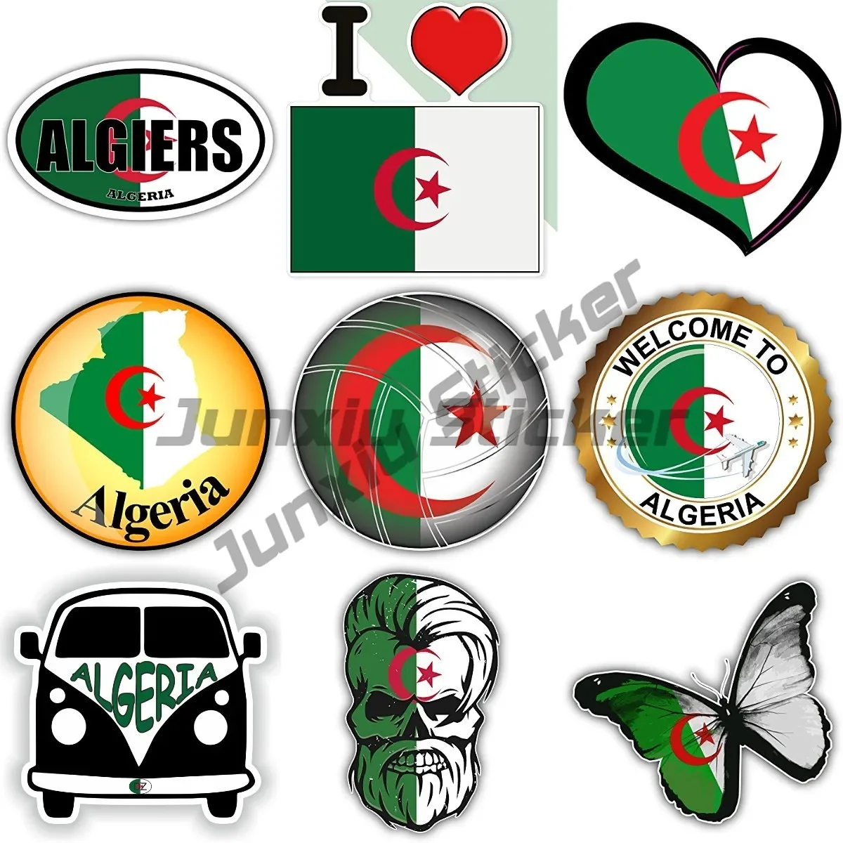 

Algeria National Flag Map National Badge Car Sticker Auto Moto Bike Suitcase Laptop Flag Algerian Reflective Waterproof 3D Decal