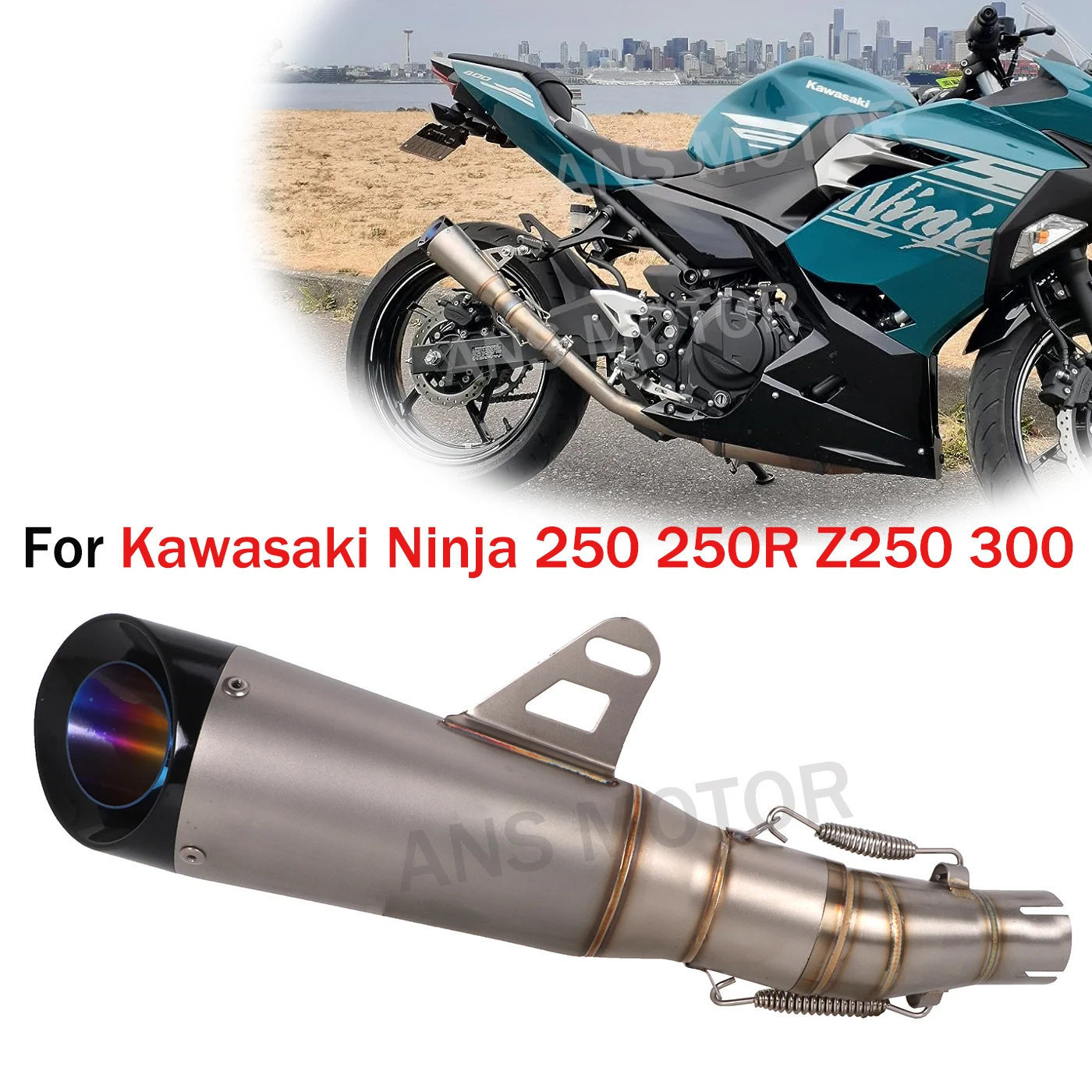 

For Kawasaki Ninja 250 250R Z250 Ninja 300 2008-2017 Motorcycle Exhaust System Slip On Exhaust Muffler Tail Pipes