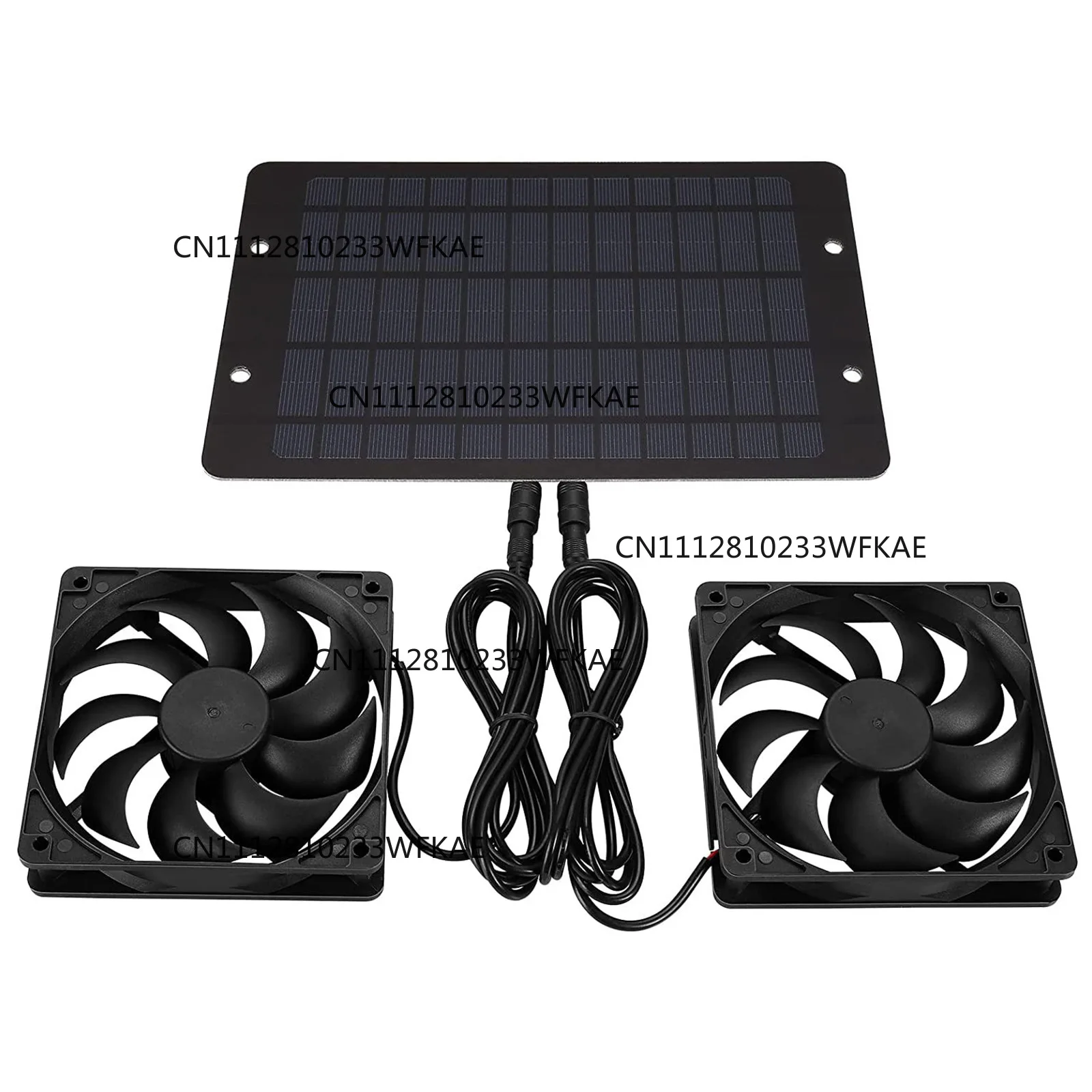 Solar Fan Waterproof Double Row Extractor for Camping Greenhouse Kitchen Animal House