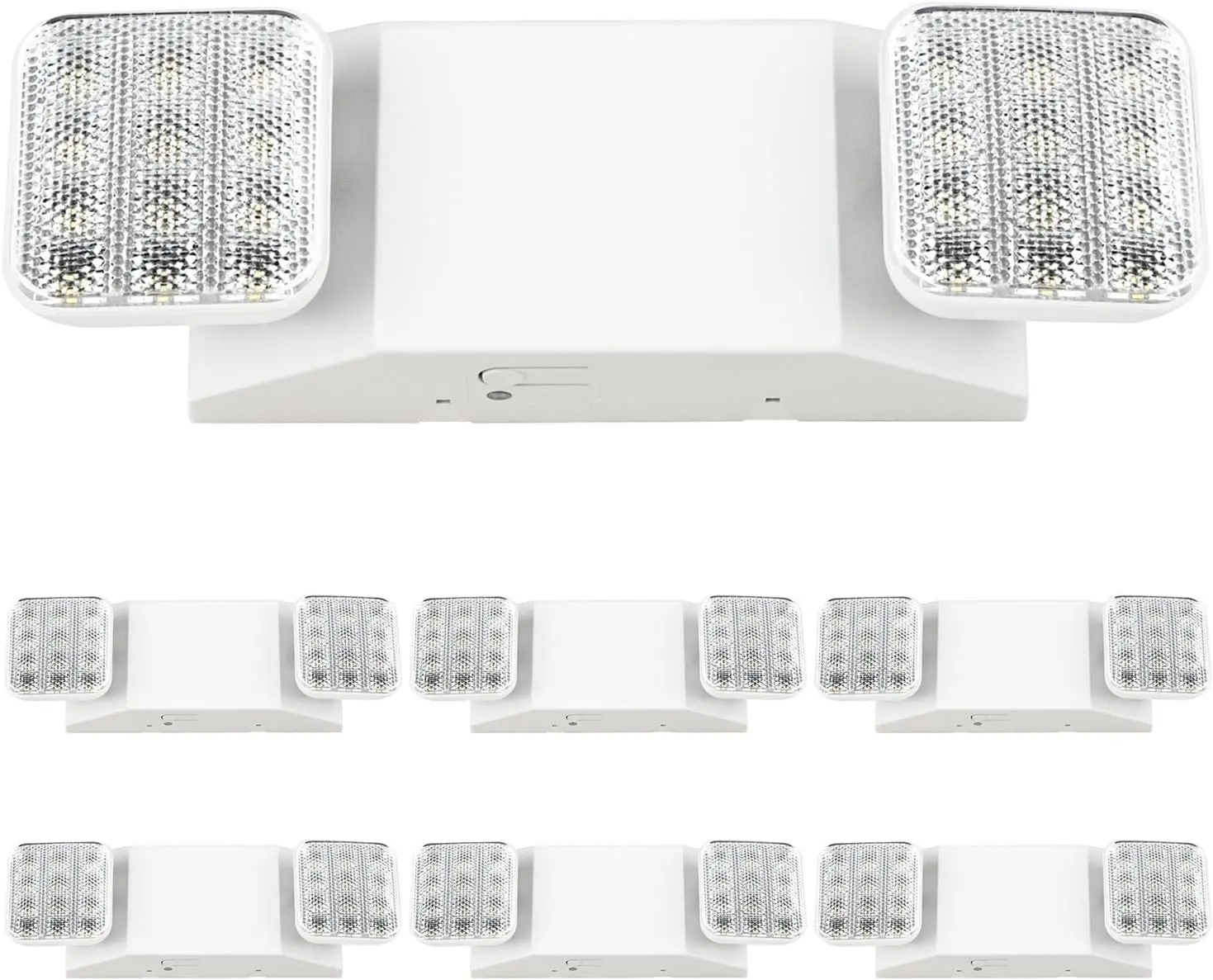 6 Pack LED Emergency Lights for Outages, 90 Minute Backup Battery | 120-277V, Hardwired, Wall Mount, Fire Resistant, Emergency Power Outage Safety Lighting For Commercial Businesses, Offices