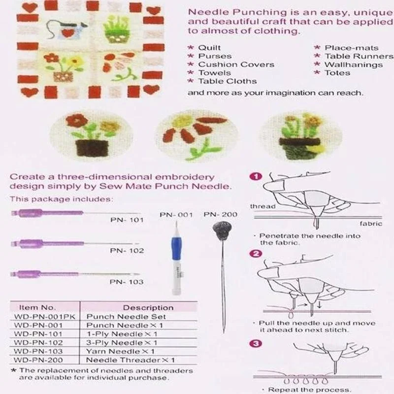 7 sztuk/pudło zestawy Punch Needle do haftowania DIY magiczny haft Punch Needle ubrania dziewiarskie szycie szycie narzędzie do szycia