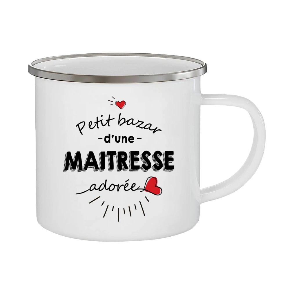 Thank You Mistress Enamel Cups Gift Idea for Teacher Coffee Mug Cup Teacher Appreciation Gift Merci Maîtresse Enamel Cups - view 6