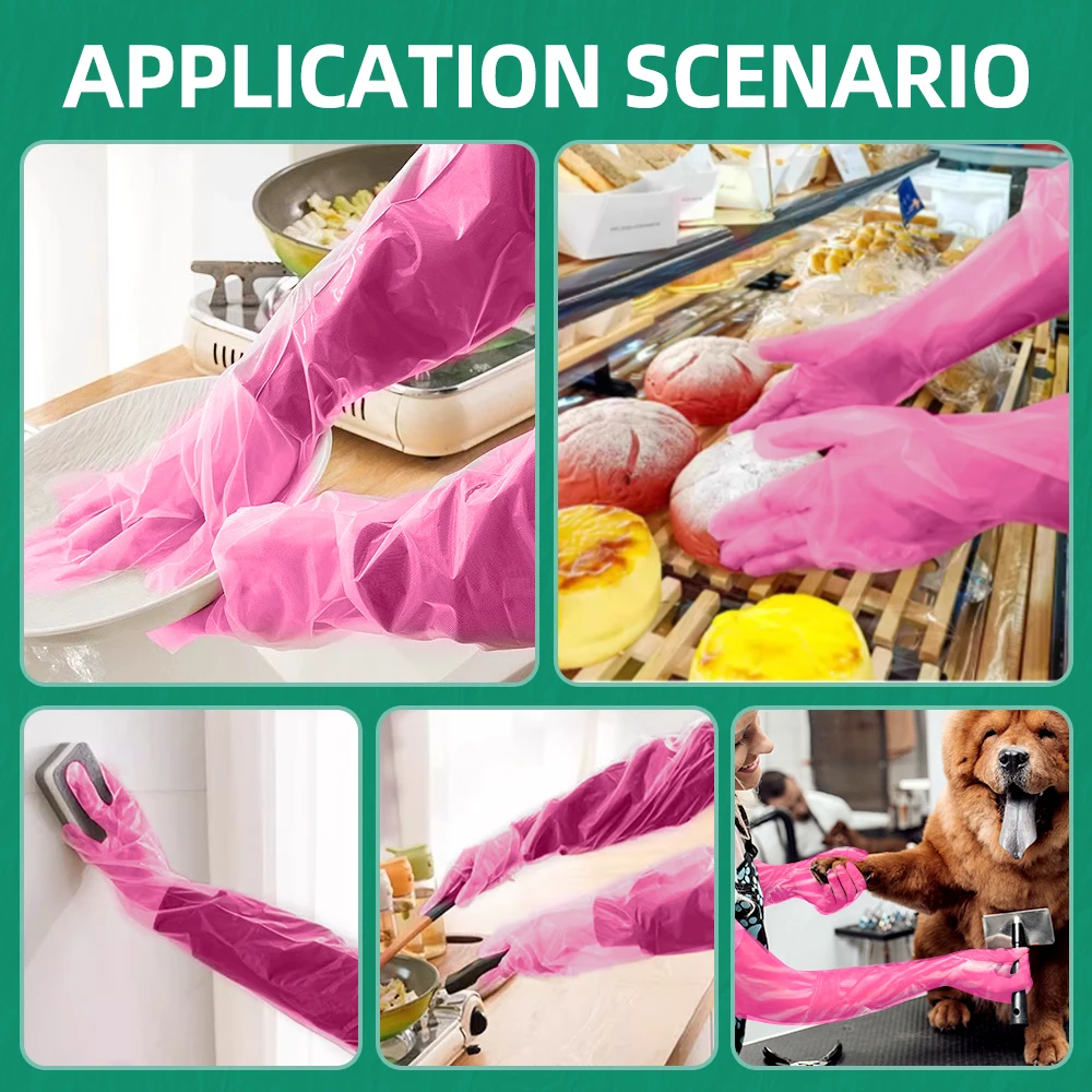 50/100PCS Disposable Long Arm Glove Plastic Film Farm Cattle Sheep Glove Vet Plastic Glove Veterinary Examination Supplies