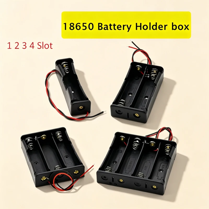Battery Storage Box Case 1 2 3 4 Slot DIY Plastic Batteries Clip Holder Container with Wire Lead