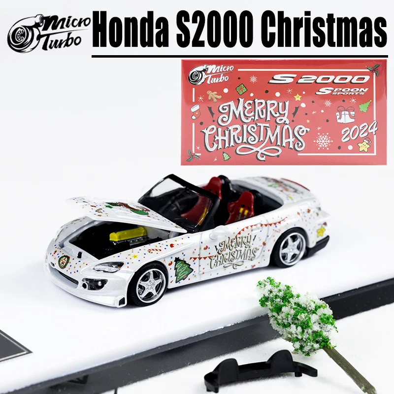 MicroTurbo MT 1/64 Honda S2000 Kerst Limited Edition Legering Speelgoed Motorvoertuig Diecast Metaal Model