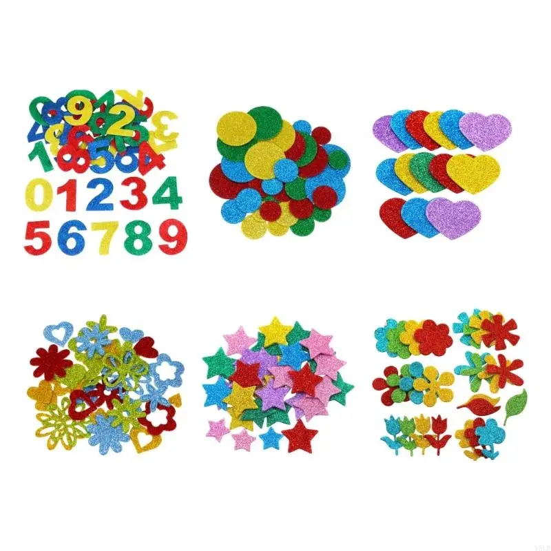 Y5LB Sparkling Number Star Heart Flower Sticker for Kid Craft Birthday Decoration