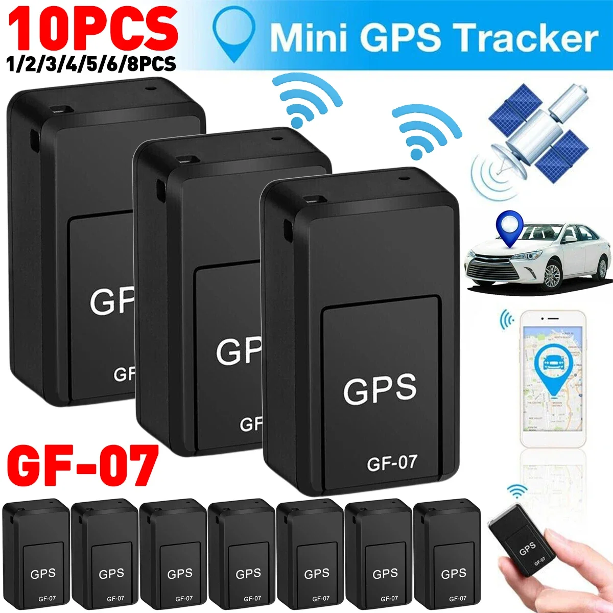 1-10pcs Mini GF 07 GPS Car Tracker Real Time Tracking Anti Theft Anti Lost Locator Strong Magnetic Mount SIM Message Positioner