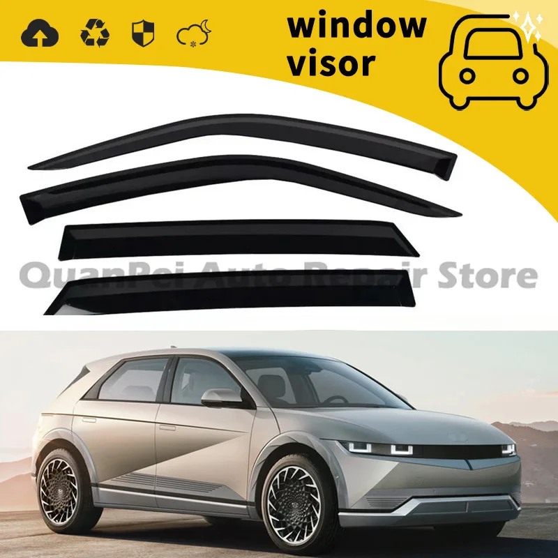 For Hyundai IONIQ 5 2022–2024 Rain Guards Door Window Visors Eyebrows Weather Deflectors Car Styling Accessories