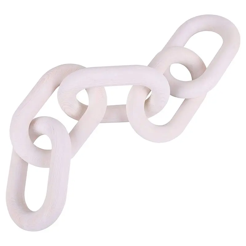 finefine Wooden Chain Link Home Decor Hand 5-Ring Art Craft Ornament forTable Tray Farmhouse Office Rustic Wall Decoration Wood