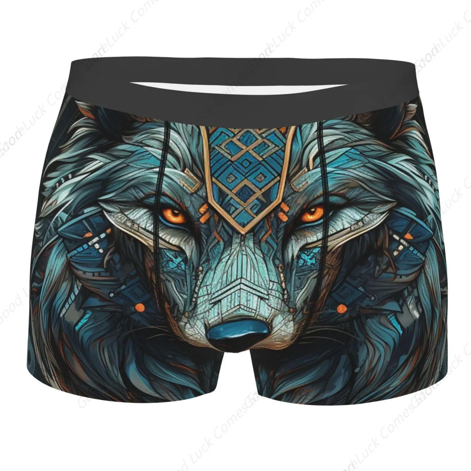 

Крутые мужские трусы-боксеры Wolf Norse Ancient Runes, нижнее белье, дышащие эластичные трусы, маленькие черные