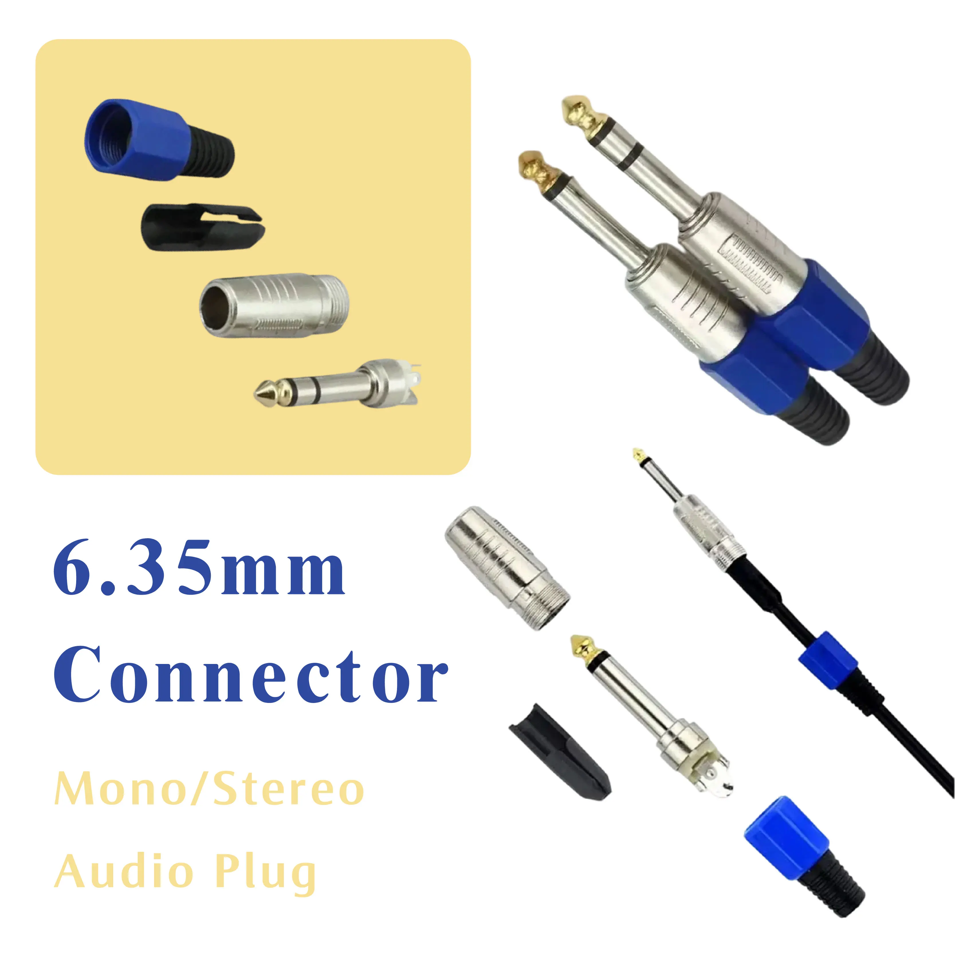 

Штекер моно/стереомикрофона 6,35 мм, штекер, гнездовой разъем аудиоразъема