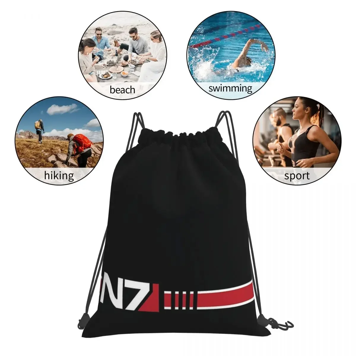 N7 Logo Rucksäcke Multifunktions tragbare Kordel zug Taschen Kordel zug Bündel Tasche Sporttasche Bücher tasche für Mann Frau Studenten