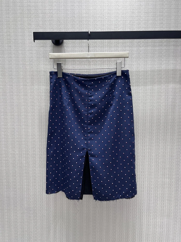 Summer Fashion Vintage Dot Pattern Print Sexy Mini Pencil Skirt Women's Middle Waist Slim Buttock Covering Back Slit Skirt