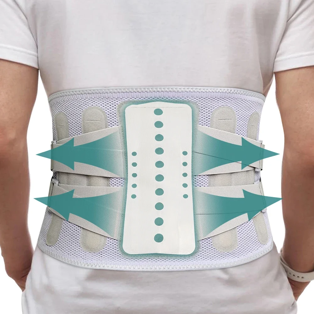 Gym Removable 5 Stays Breathable Nylon 3D Knitted Lower Lumbar Decompression Back Support Waist Brace for Men Women Pain Relief