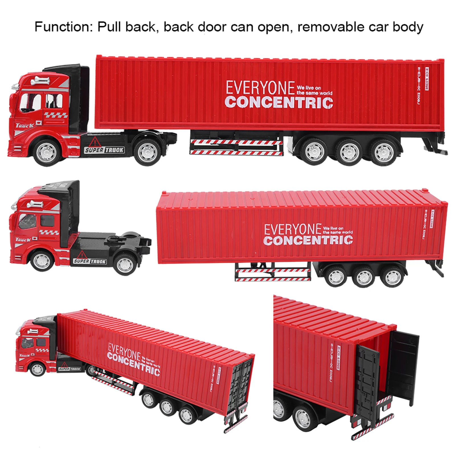 ZK30 1:48 Legierung Container Lkw Modell Spielzeug Hoch Simulation Kinder Auto Spielzeug FahrzeugRot Container Lkw Modell