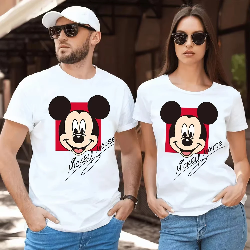 

Disney Mickey Cartoon Animation Summer T-shirt Men's and Women's Same Casual Printing Short-sleeved Family Parent-child Clothing