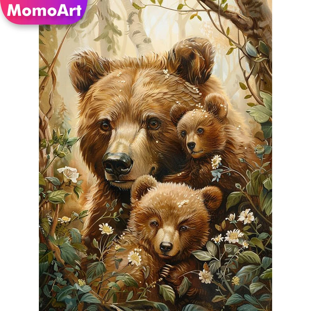 Momoart Neue Kollektion Diamant-Mosaik Bär Tier Diamantmalerei Bastelset DIY Bild Strass-Stickerei Wanddekoration
