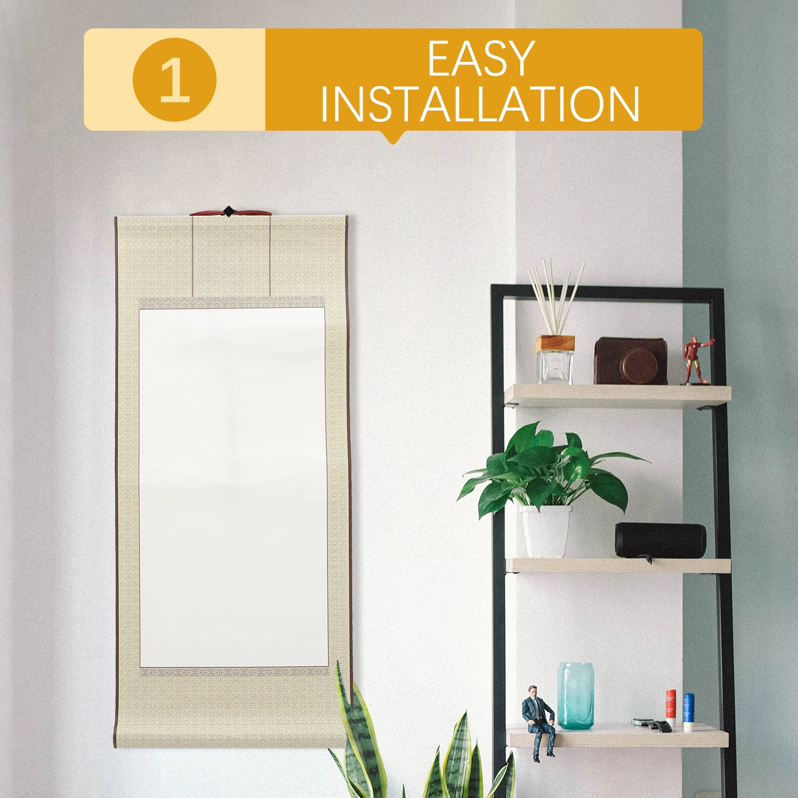 

2Pcs Blank Chinese Calligraphy Set Calligraphy Painting Framed Mini Book Hanging Reel Chinese Paper Art Supplies