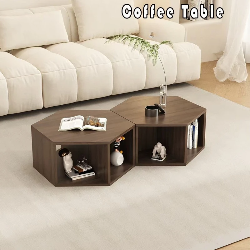 Nordic Solid Wood Hexagonal Coffee Tables Simple Home Storage Side Table Bedroom Retro Nightstand Living Room Furniture