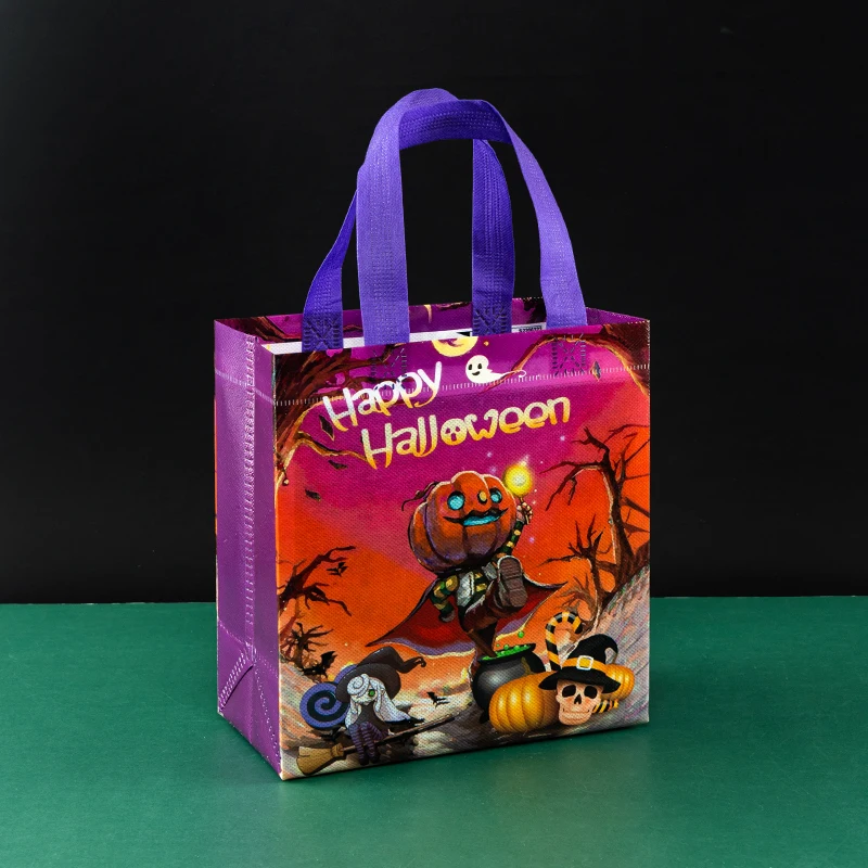 Happy Halloween,Big Scary Pumpkin,Kids,Party Supplies,Candy,Goodie,Non Woven Reusable Gift Bags,12/30pcs