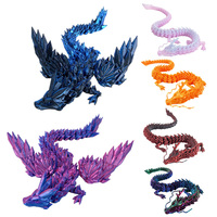 3D Printing Dragon Chinese Crystal Movable Flying Dragon Home Office Desktop Craft Ornament Home Decor Creative Gift for Kids