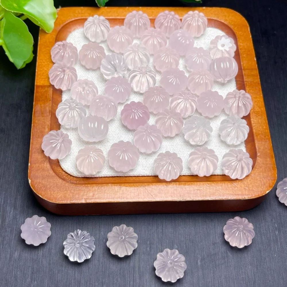 6pcs Natural Rose Quartz Pumpkin Jewelry Making For Pendant Earring Crystal Healing Stone Fashion Gift DIY Accessories 13mm
