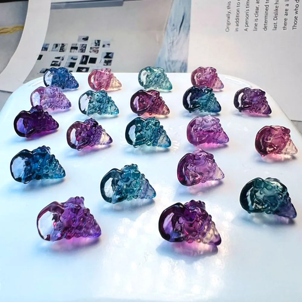 Natural Fluorite Conch Rainbow Fluorite Mini Carvings Whelk Crystal Stone Healing Gemstone Crystals Figurines Home Decor Gift