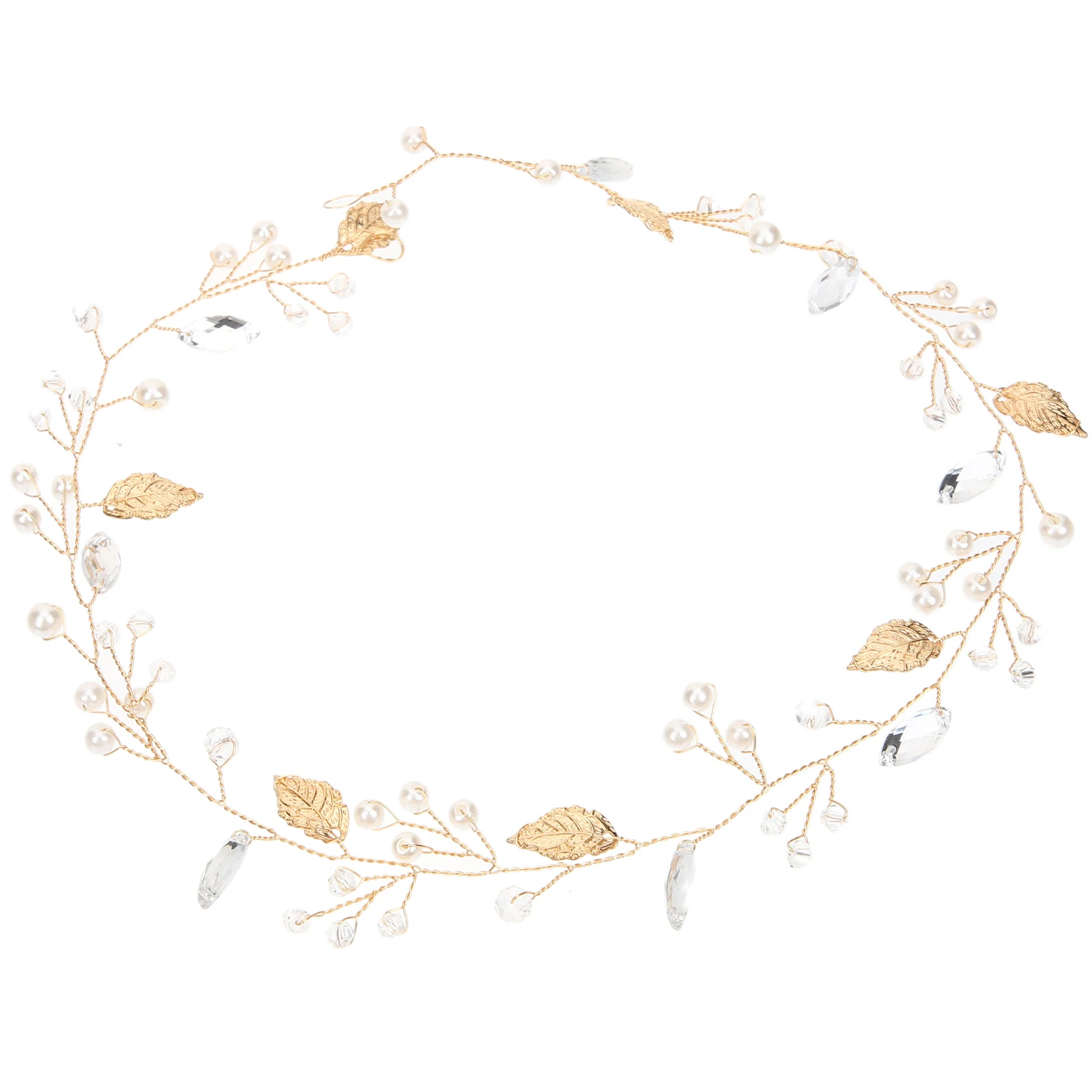 

Wedding Headbands Bridal Alloy Leaf Rhinestone Headpiece Bride Hair Accessories Pearl Wedding Headdress Banquet Party Photoshoot