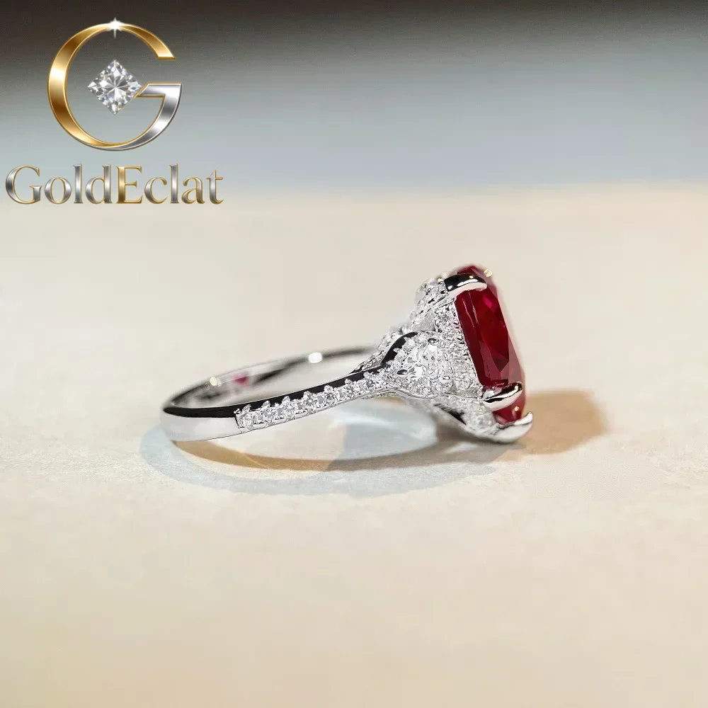 

Кольцо GoldEclat Luxury из чистой платины PT950 с муассанитом цвета «голубиная кровь» 2 карата, женское, с бриллиантом