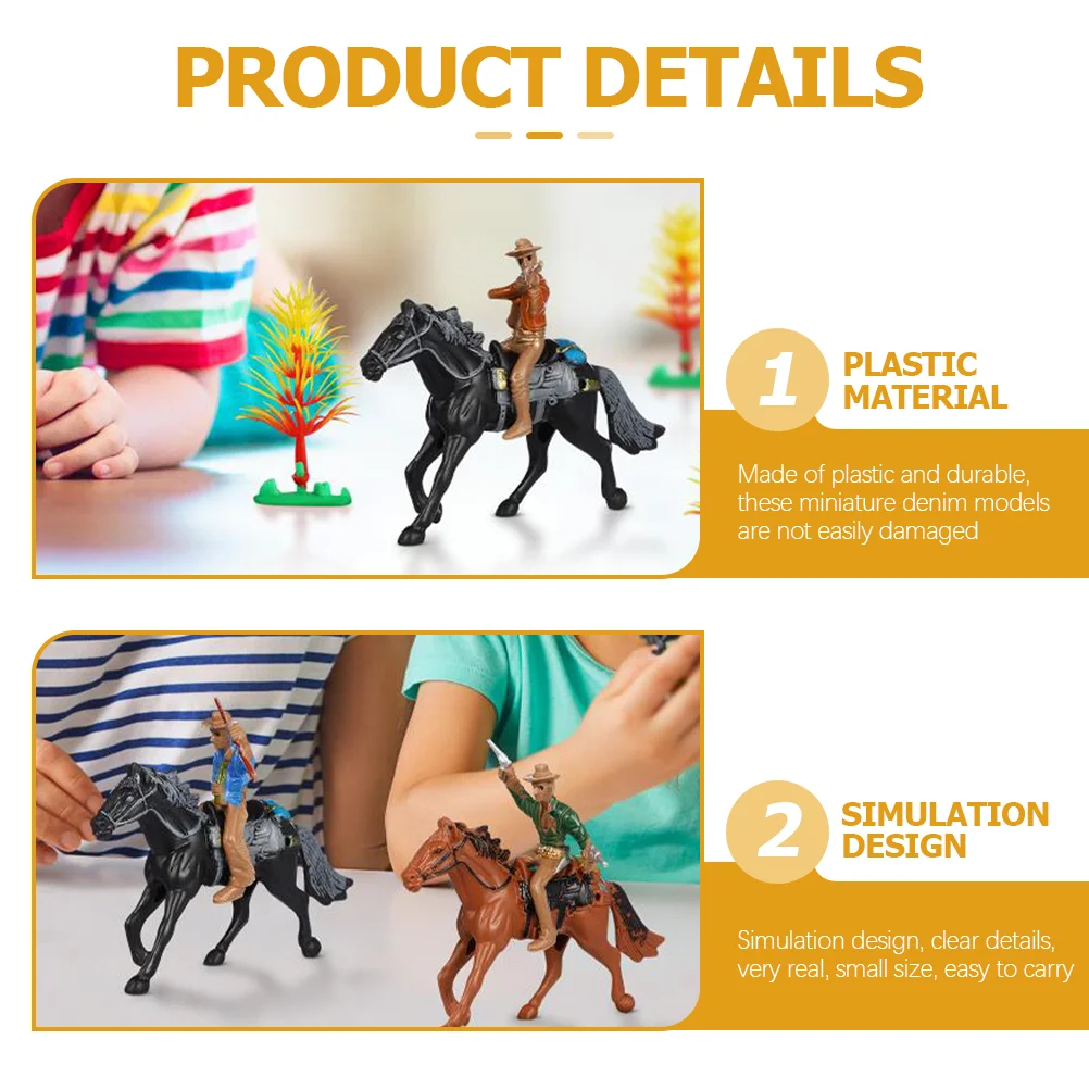 Western Cowboy Figure Wild Figures Carriage Sand Table Model Horse Riding Figurines Models Landscape Decorations Plastic Micro