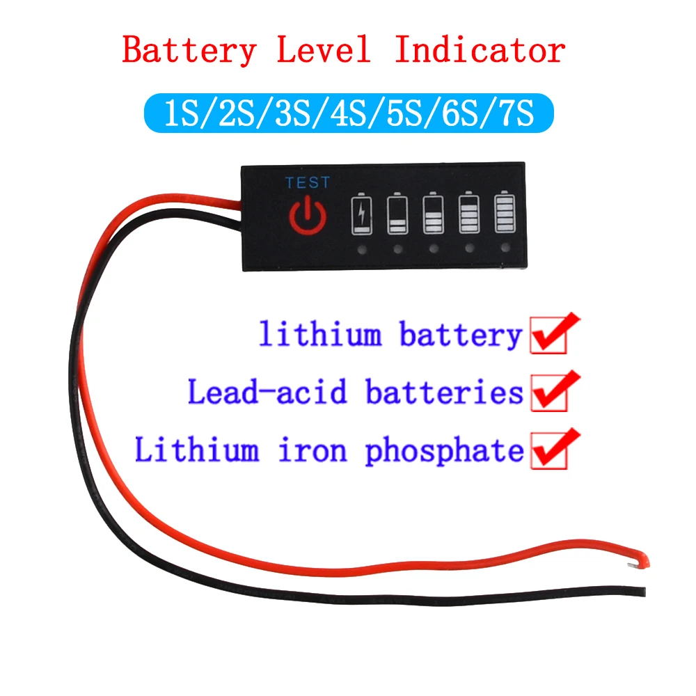 1S 2S 3S 4S 5S 6S 3.7V-25.2V Battery Level Indicator 18650 Lipo Lithium Capacity Tester Meter Module Lithium Battery Display DIY