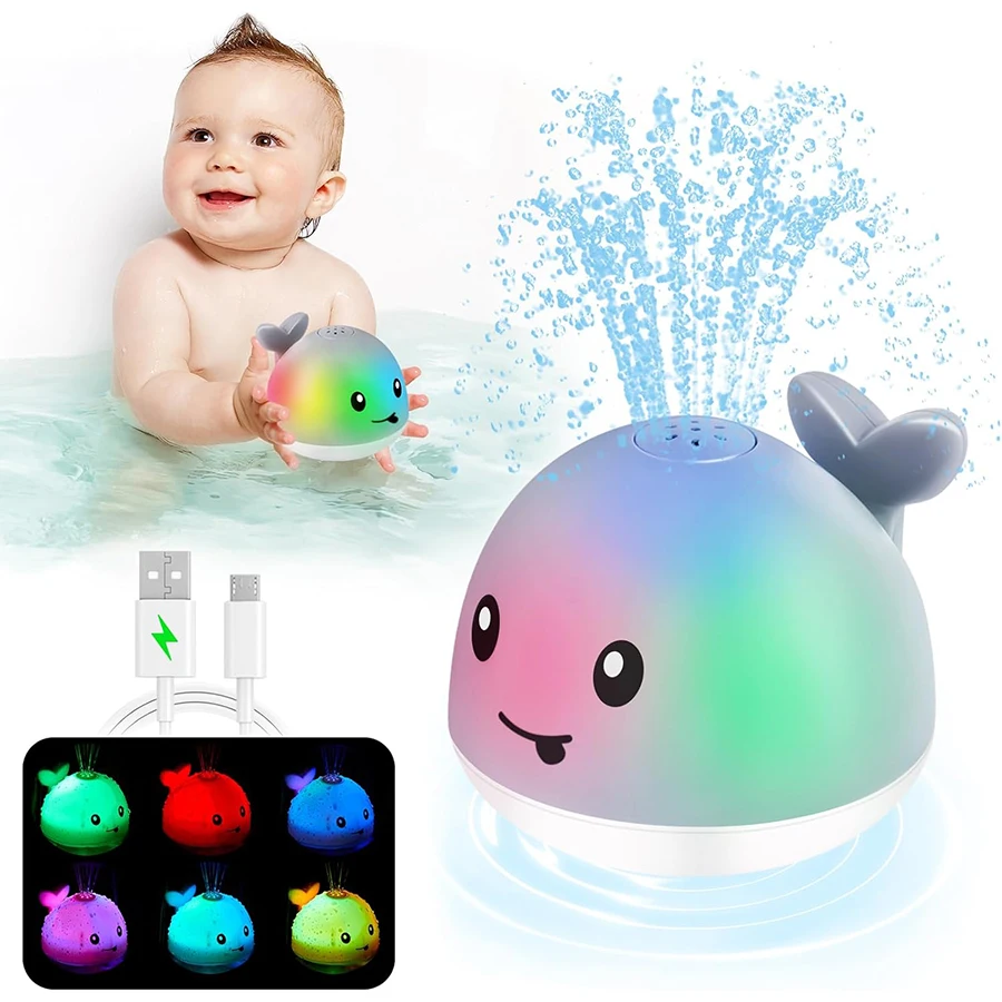 

Baby Bath Toys Light up Bath Toys for Kids Baby Whale Bath Toy Sprinkler Toddler Fountain Bathtub Pool Water Table Toys Baby Toy