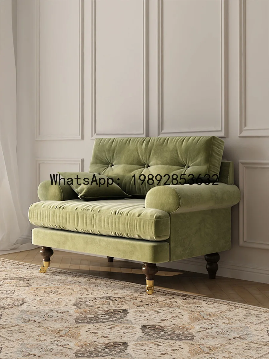 CZ American Style Fabric Sofa Three-Seater Small Apartment Living Room 123 Combination Corner Velvet Vintage Button Furniture