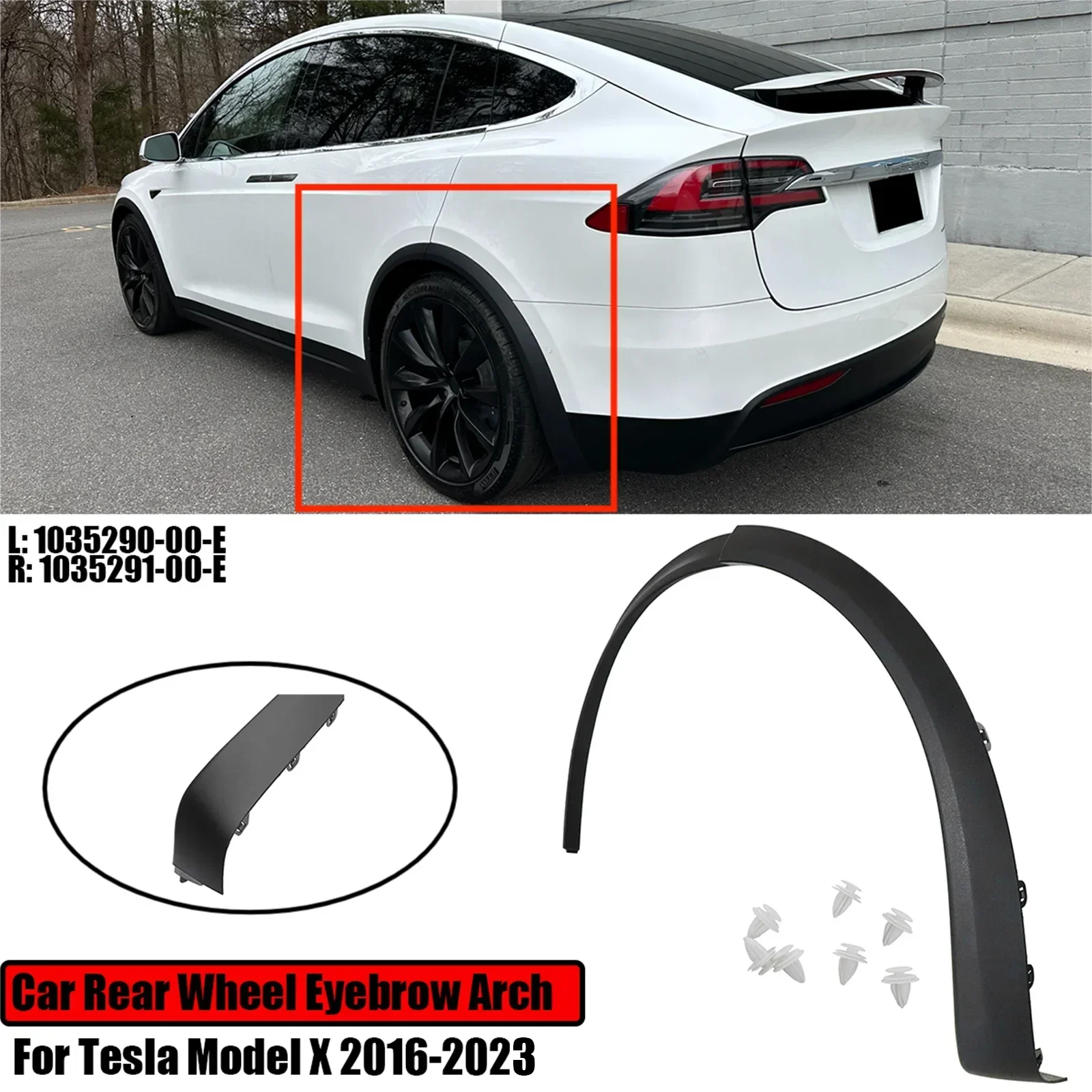 

Car Rear Wheel Fender Arch Eyebrow For Tesla Model X 2016-2023 Flare Molding Trim ABS 1035290-00-E 1035291-00-E Left Right