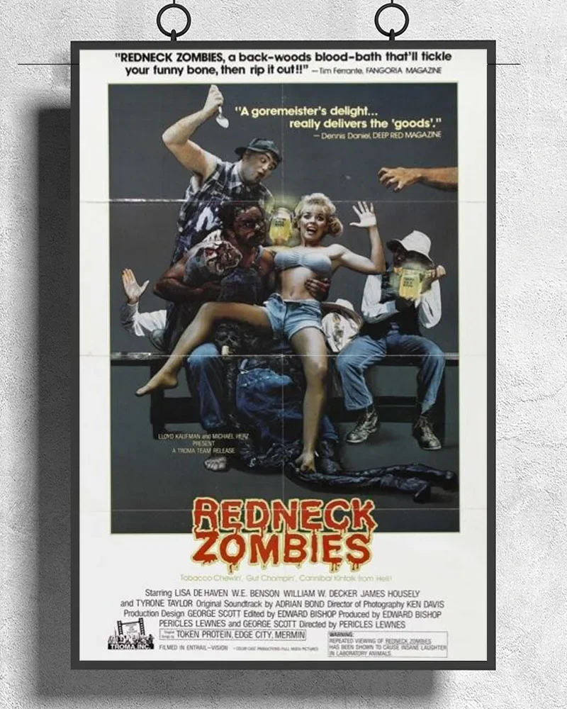 L124 REDNECK ZOMBIES فيلم رعب كوميدي تروما أفلام vhs نادر نسيج الحرير المشارك ديكور فني لوحة داخلية هدية