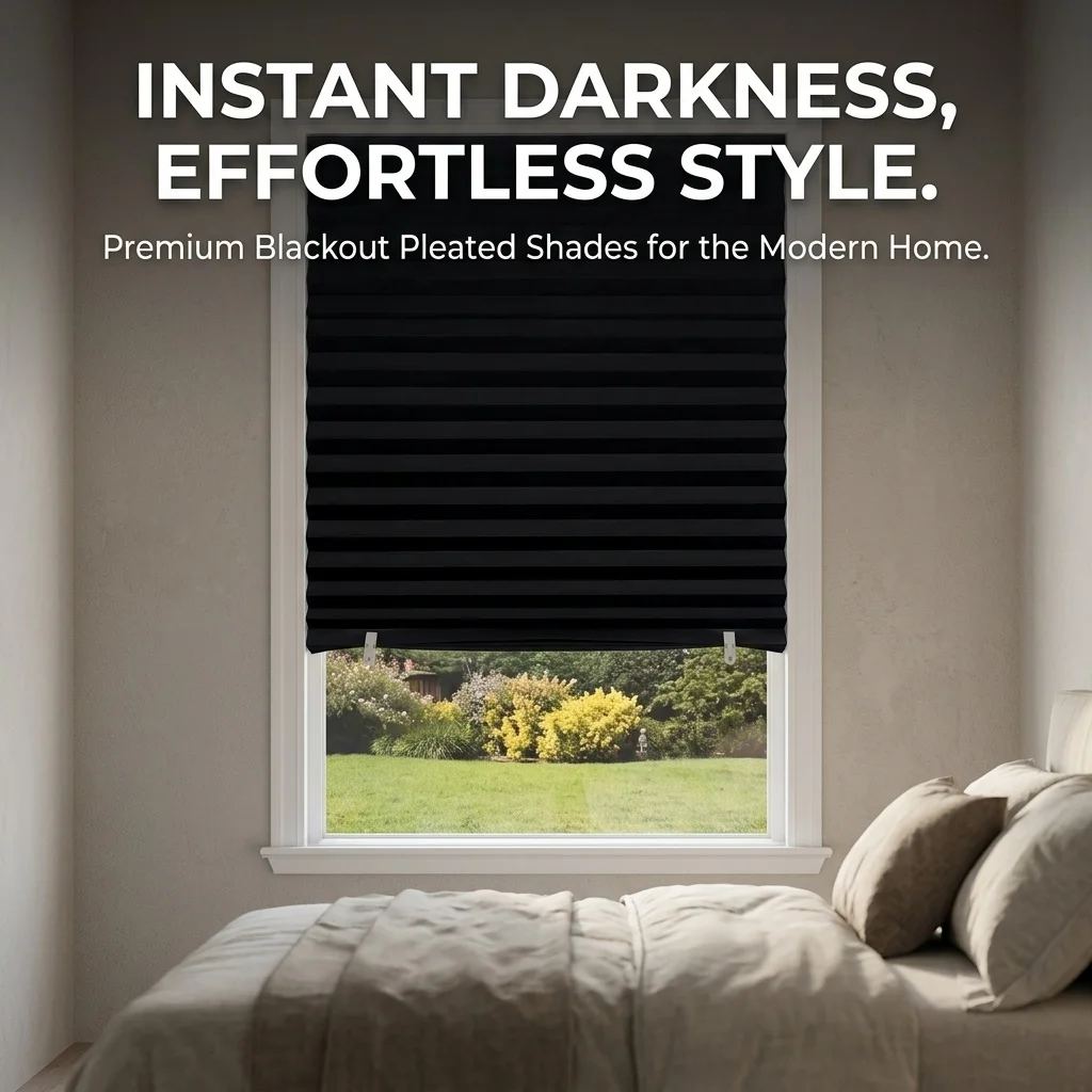 Practical Pleated Window Shade Curtain Foldable Light Filtering Privacy Curtain Easy Install for Home Balcony Bedroom Decoration