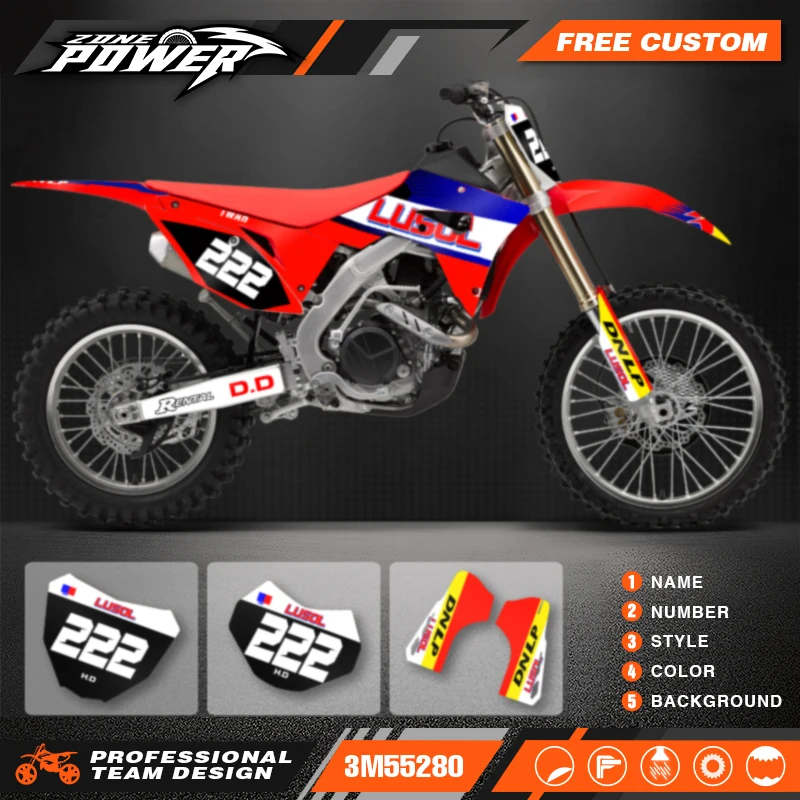 Powerzone Motorcycle Graphic Decal Stickers Kits For Honda CRF250RX 2018-2021 CRF450RX 2017-2020 Number Name Customize 010