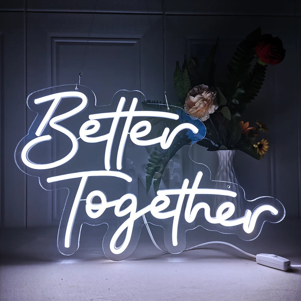

Better Together LED Neon Sign for Wedding Party Backdrop Engagement Valentine's Day Big Size Decorative Art Light Signs