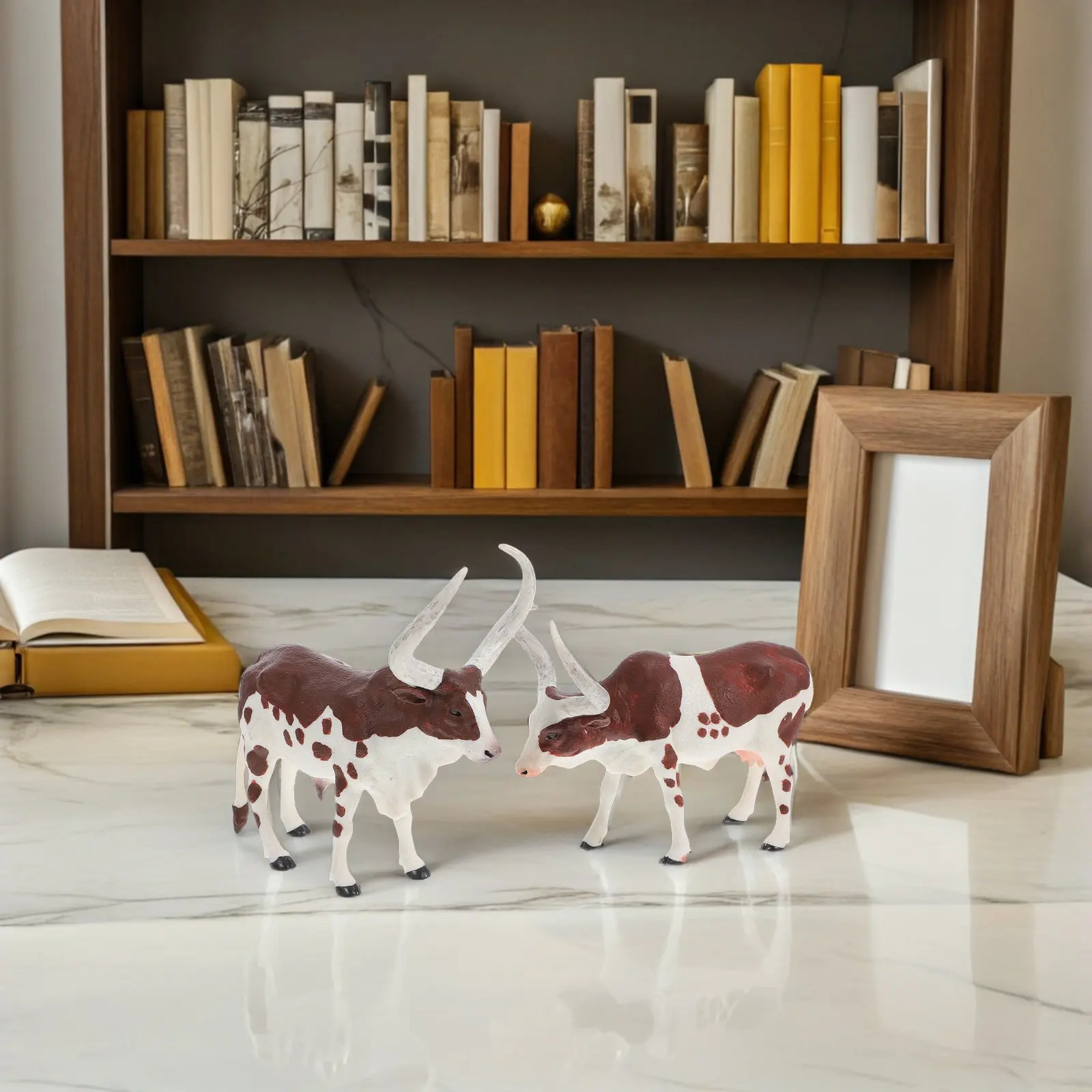 

2Pcs Realistic Animal Cattle for Home Office Lawn Decorative Educational Cognitive Models Cattle Crafts