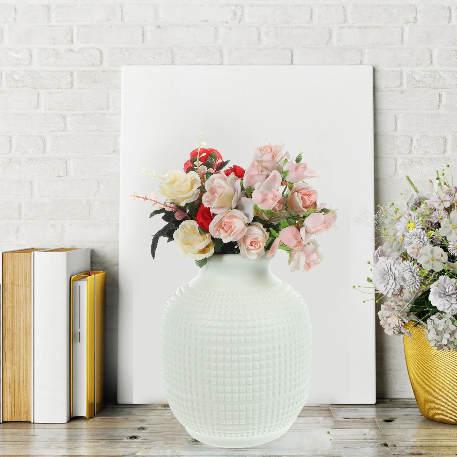 

Modern Plastic Flower Decorative For Home Office Balcony Small Floral Arrangement Vase Centerpiece Dried Flowers Desktop