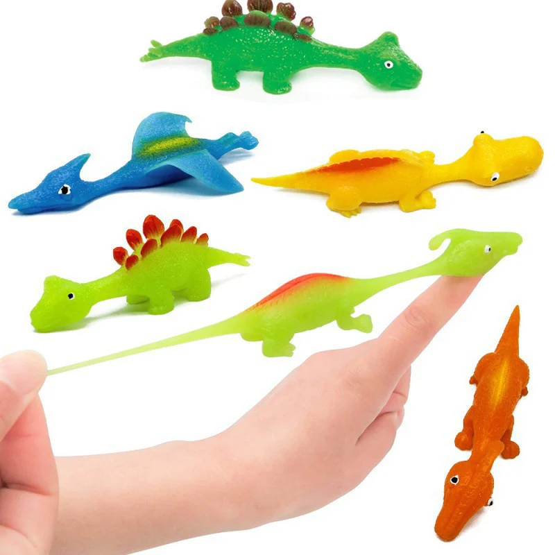 Kids Funny Cartoon Animals  Creative Dinosaur Finger Toys Anxiety Stress Relief Shooting Playing Toy Slingshot Catapult Game