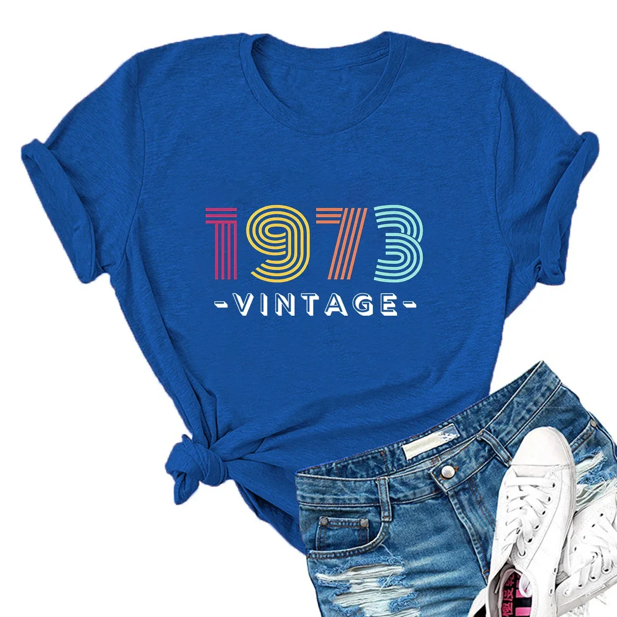 1973 VINTAGE Letter Print Women T Shirt Short Sleeve ONeck Loose Women Tshirt Ladies Tee Shirt Tops Clothes Camisetas Mujer