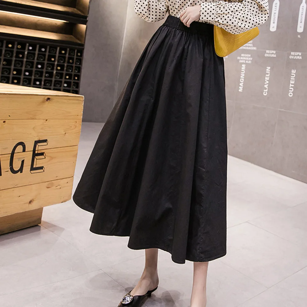 

Korean Style Elegant Umbrella Skirt 2024 Spring Solid Color High Waist Tooling Skirt Female Newest Ladies Skirt Black Khaki Blue