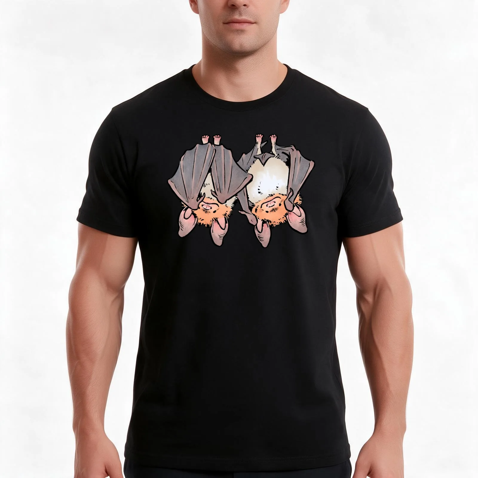 Greater mouse-eared bats T-Shirt, Summer Casual Cotton Tee, Oversized Streetwear Tops, Vintage Graphic Print, Unisex Men Women