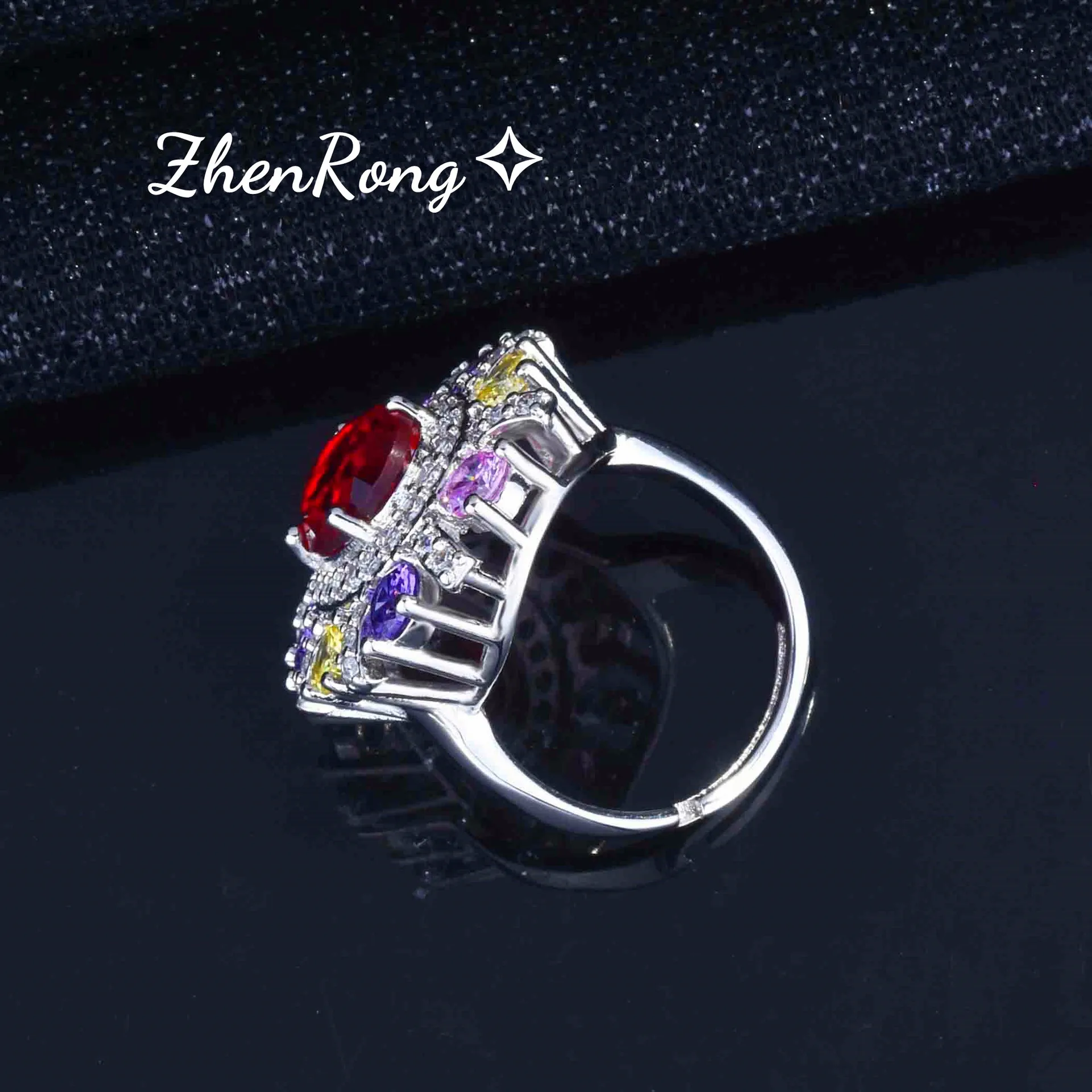 Foydjew New Fashion Temperament Color Simulation Tourmaline Jewelry Sets Oval Red Stone Pendant Necklaces Drop Earrings Rings - Image 4