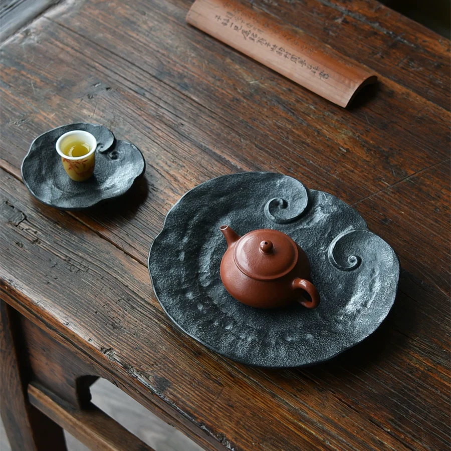 Tee Tablett Naturstein Vulkanischer Basalt Handgeschnitzt Lingzhi Ruyi Trockene Teezeremonie Wabi-Sabi Zen Kung Fu Gongfu Deko Haus Geschenk Teeliebhaber – Detail 2